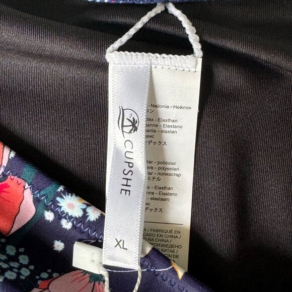 Cupshe Womens Floral Bikini Bottom XL Swimwear Swim Beach Navy Blue Pink Floral - Picture 2 of 9